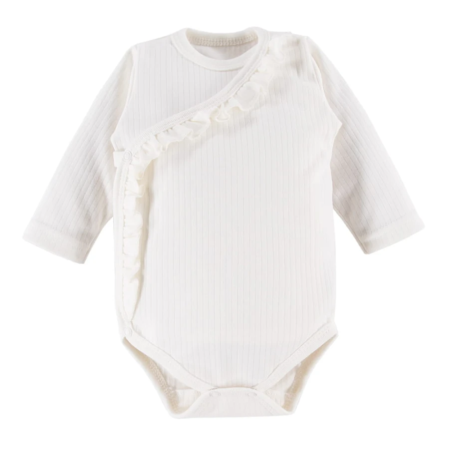 Baby wrap bodysuit with frill ecru