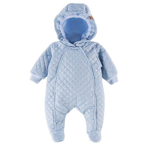 Hooded baby pramsuit blue