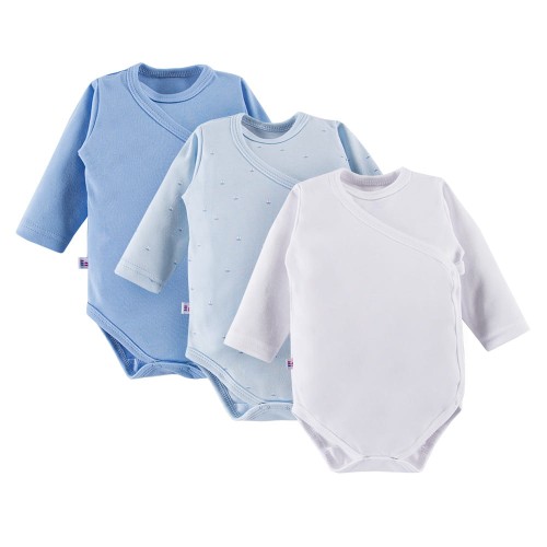 Cardigan bodysuits 3-pack blue