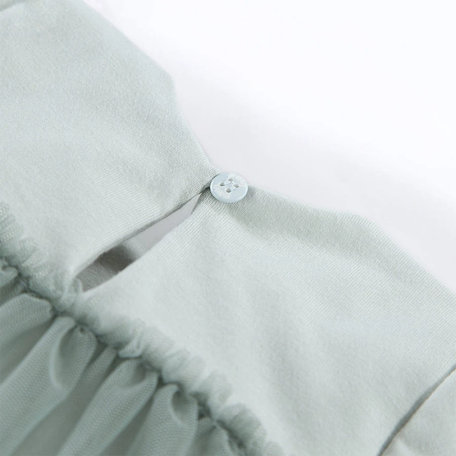 Tulle dress short sleeves green
