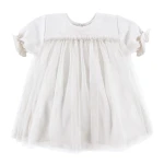 Tulle dress short sleeves white cream