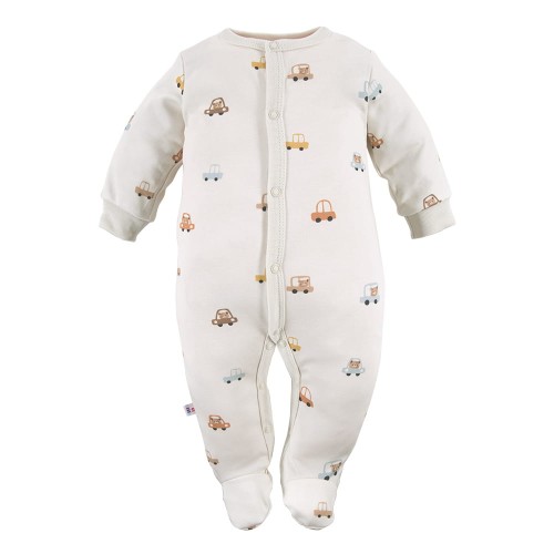 Sleepsuit ecru with cars and bears
