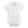 Bodysuits short sleeve cardigan with collar white