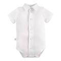 Body dziecięce rozpinane krótki rękaw z kołnierzykiem białe