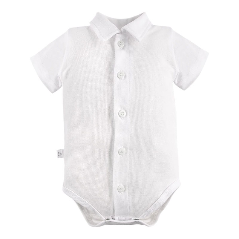 Body dziecięce rozpinane krótki rękaw z kołnierzykiem białe