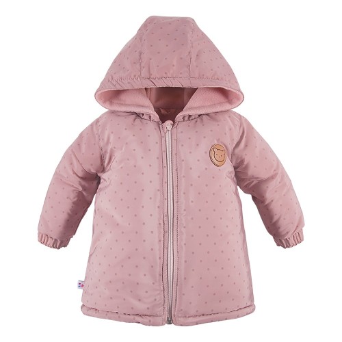 Hooded jacket pink with dots