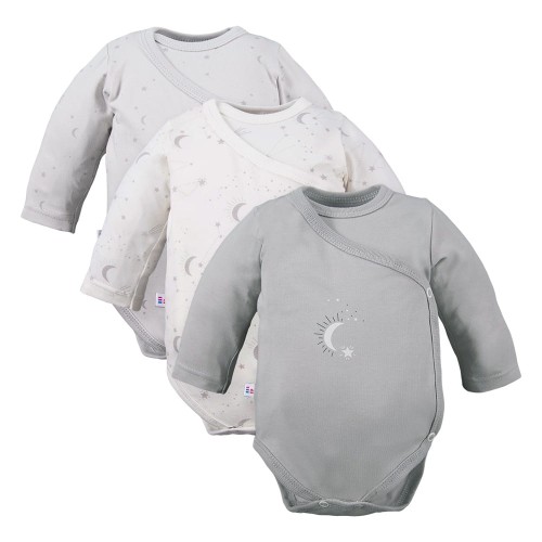 Body kopertowe niemowlęce szare 3-pak z motywem gwiazdek