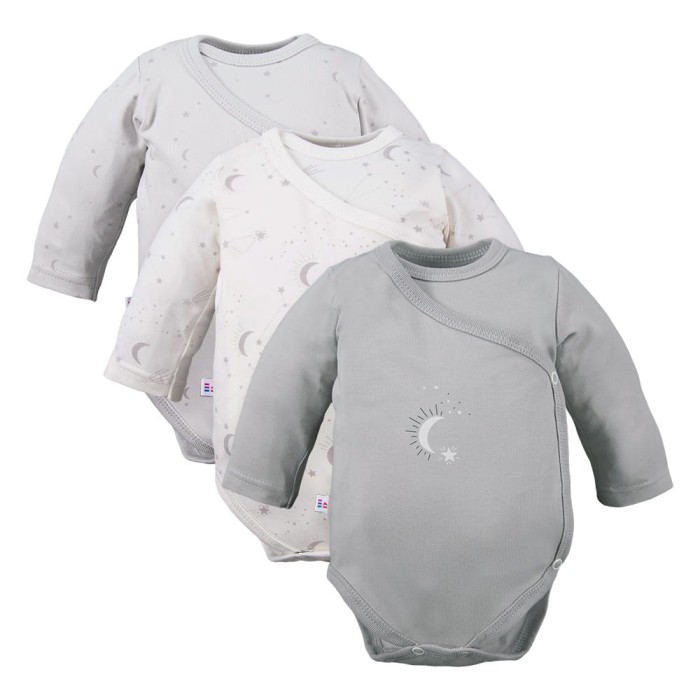 Cardigan bodysuit 3-pack with star pattern
