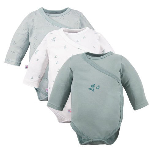 Cardigan bodysuit 3-pack with leaves pattern