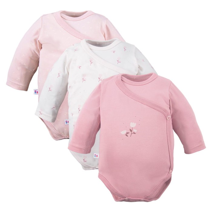 Cardigan bodysuit 3-pack with flower pattern