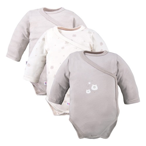 Cardigan bodysuit 3-pack with teddy bears pattern