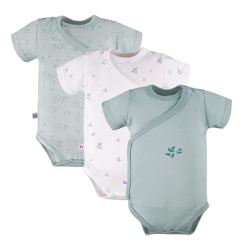 Body kopertowe niemowlęce 3-pak zielone w listki