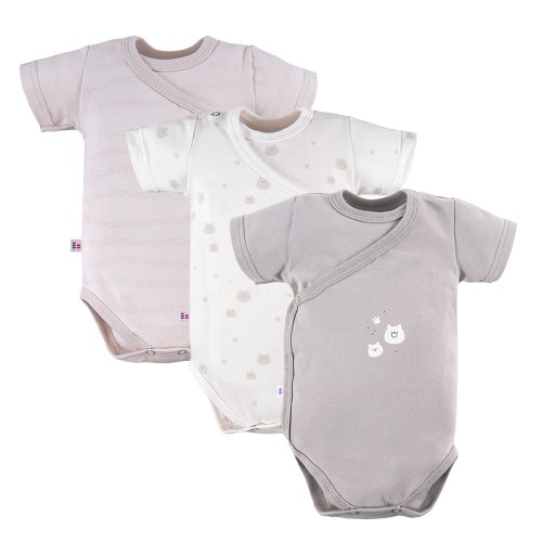 Body kopertowe niemowlęce beżowe 3-pak z motywem misiowym