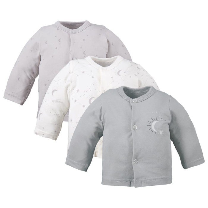 3-pak kaftan niemowlęcy z motywem gwiazdek szary