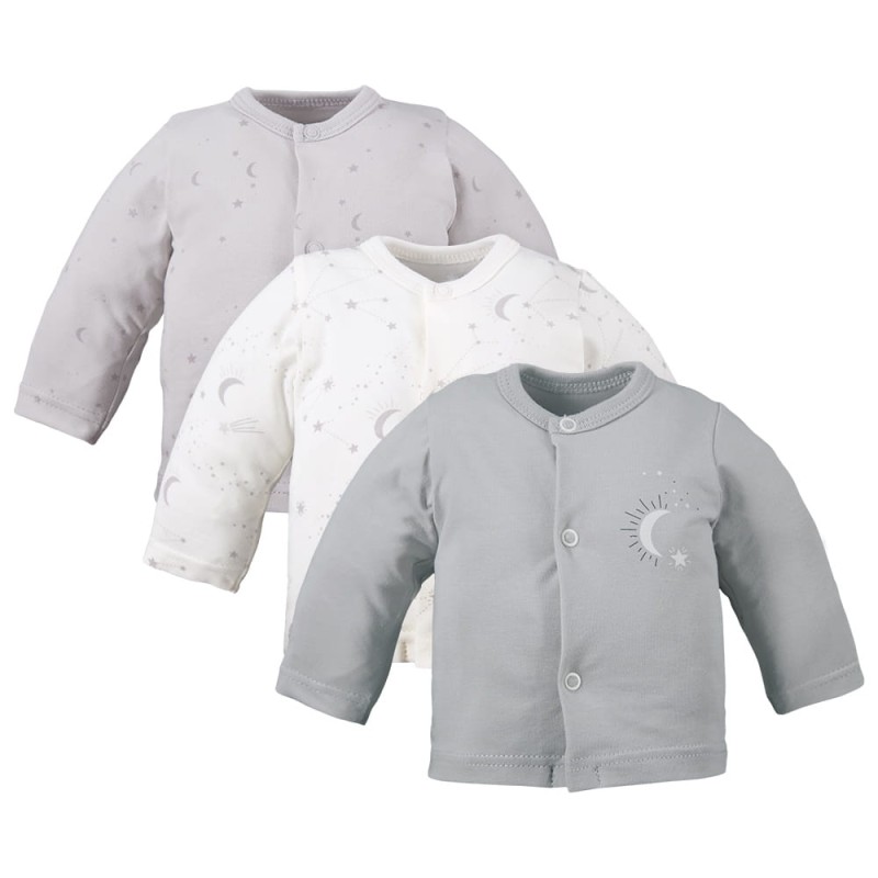 3-pak kaftan niemowlęcy z motywem gwiazdek szary