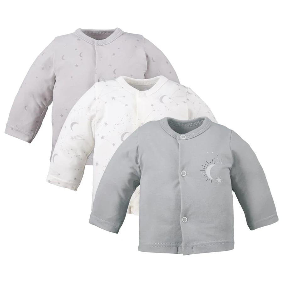 3-pak kaftan niemowlęcy z motywem gwiazdek szary
