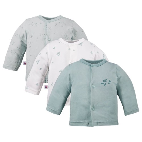 3-pack kimono shirt with leaves pattern green