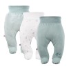 Joggers with feet green 3-pack with leaves pattern