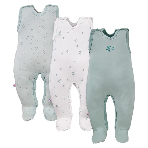 3-pak śpiochy niemowlęce zielone z motywem listków