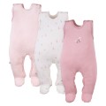 3-pack romper suit pink with flower pattern
