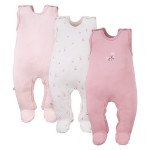 3-pack romper suit pink with flower pattern