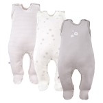 3-pack romper suit beige with teddy bears pattern