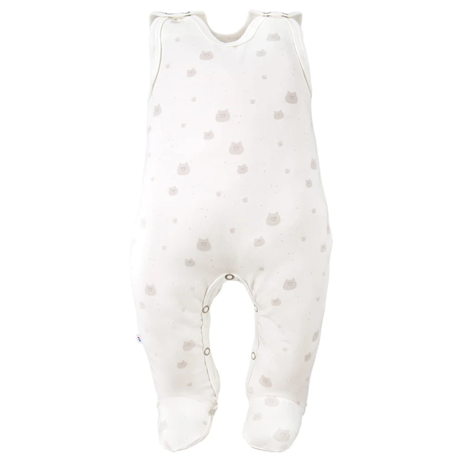 3-pack romper suit beige with teddy bears pattern