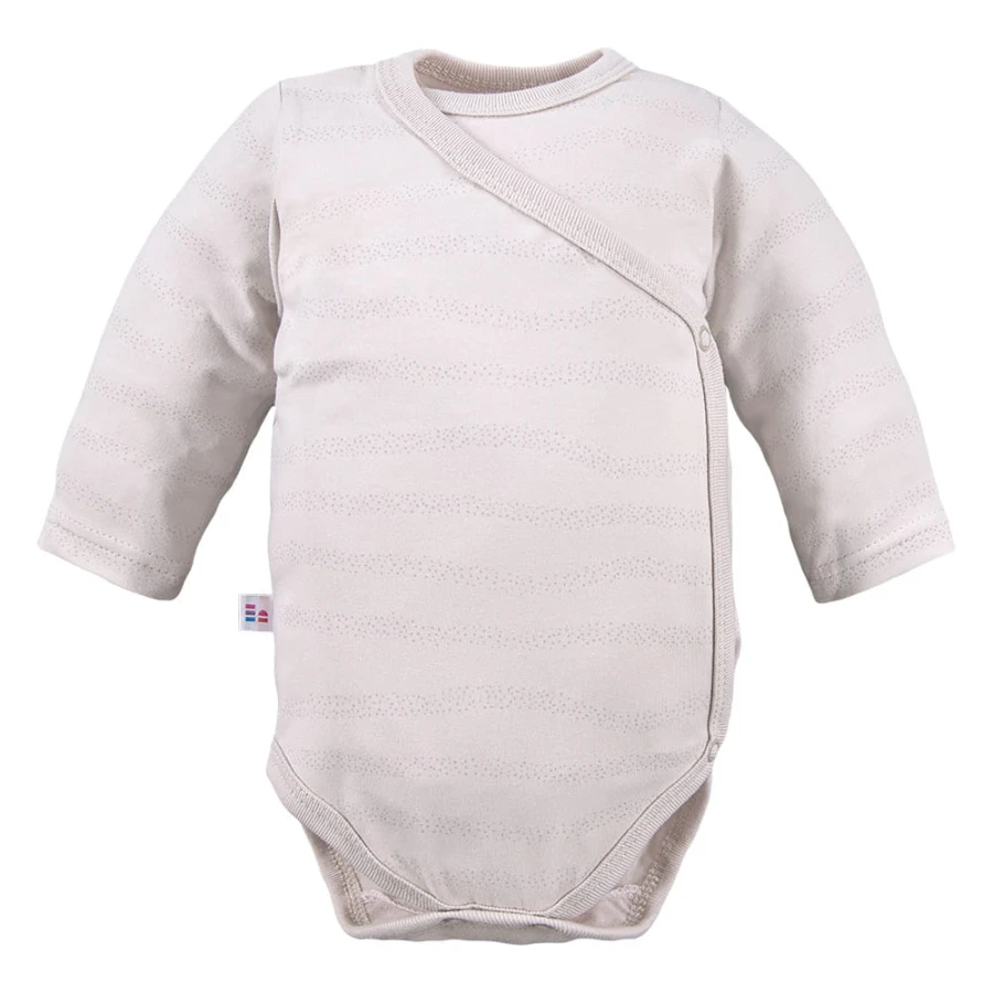 Cardigan bodysuit with delicate print all over beige