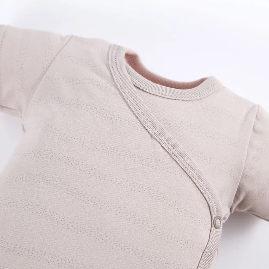 Cardigan bodysuit with delicate print all over beige