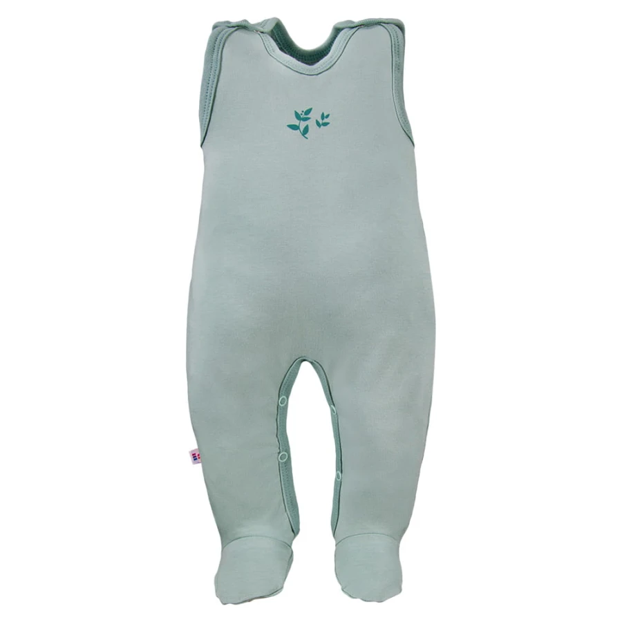 Romper suit green with leaves pattern