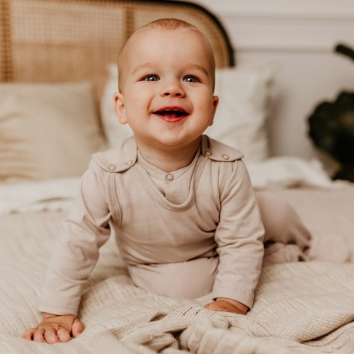 Romper suit beige with delicate print