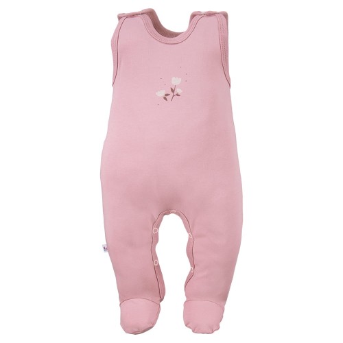 Romper suit pink with flower pattern