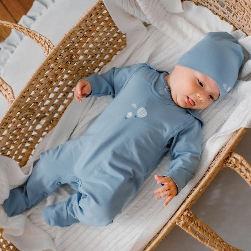 Romper suit blue with balloon pattern