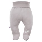 Joggers with feet with a teddy bear pattern beige