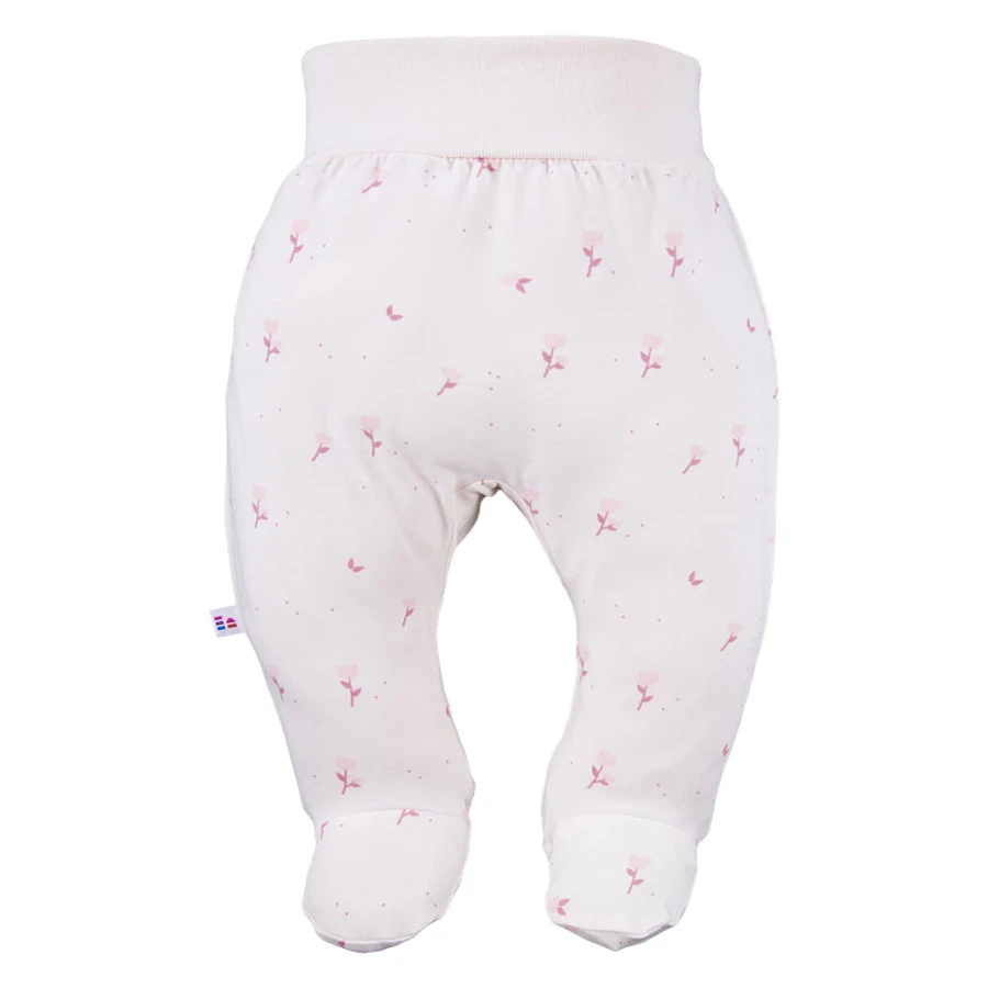 Joggers with feet with a flower pattern ecru