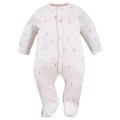 Baby sleepsuit with flower pattern ecru