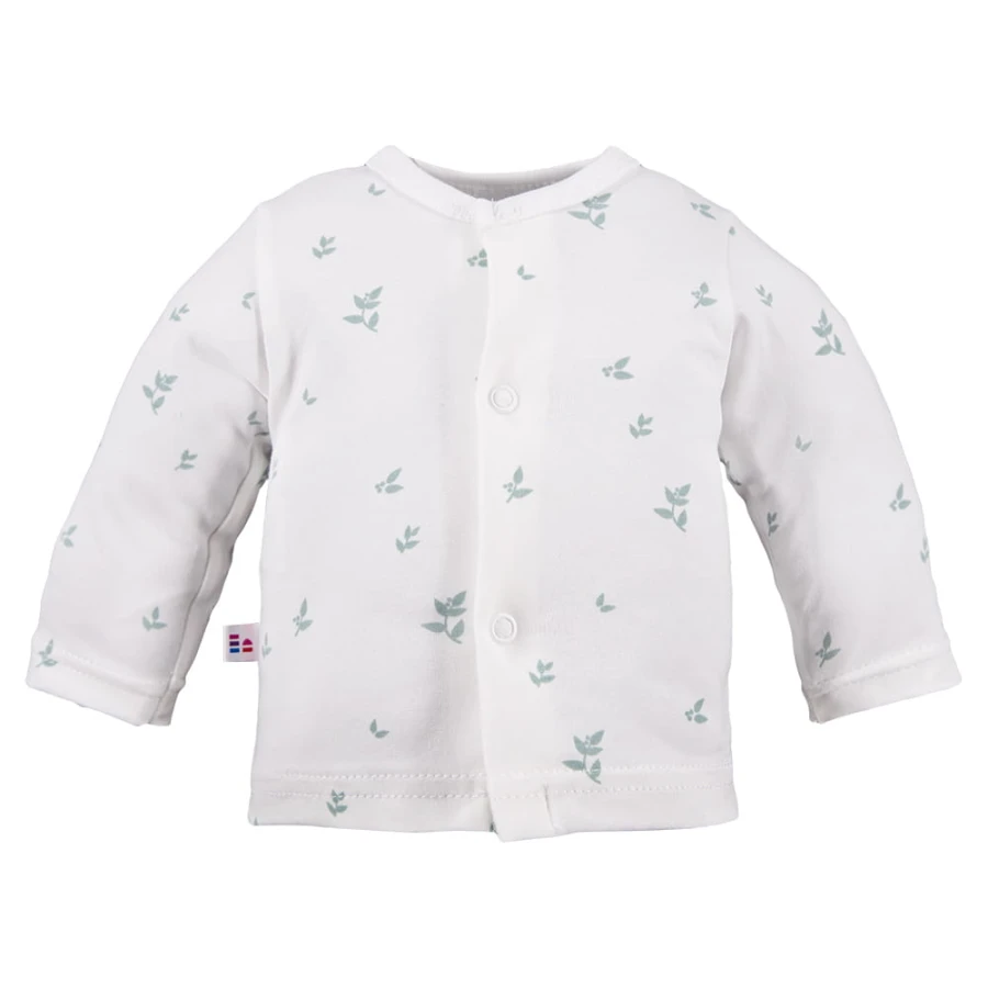 Kimono shirt with leaves pattern white