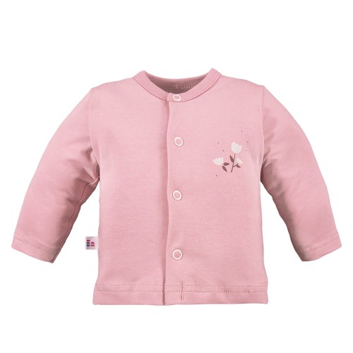 Kaftan niemowlęcy z motywem kwiatuszków różowy