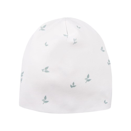 Baby hat with leaves pattern white
