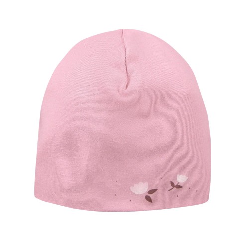 Baby hat with flower pattern pink