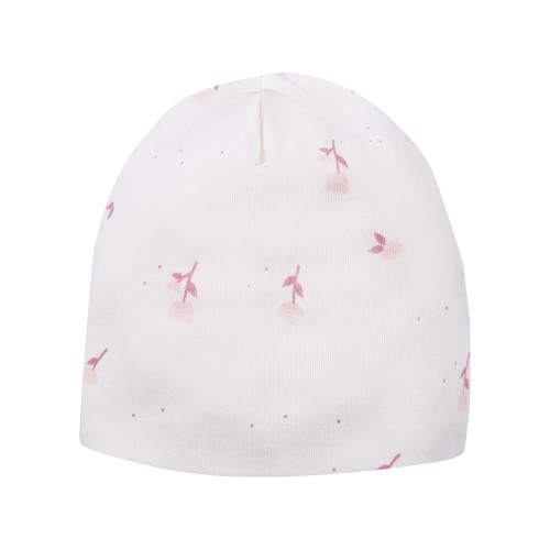 Baby hat with flower pattern cream