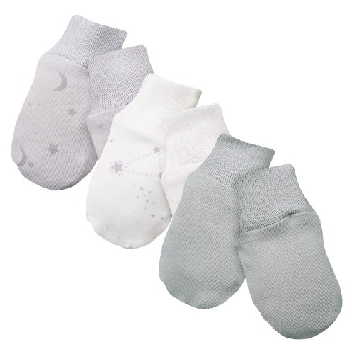 Baby gloves 3-pack gray with star pattern 