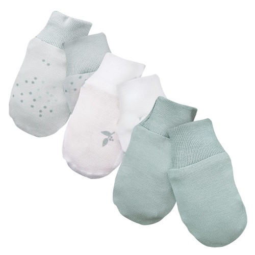 Baby gloves 3-pack green with leaves pattern