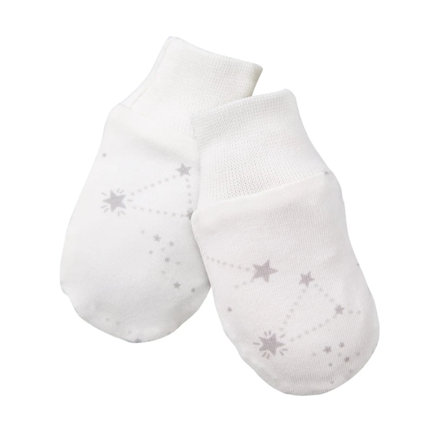 Baby gloves ecru with star pattern