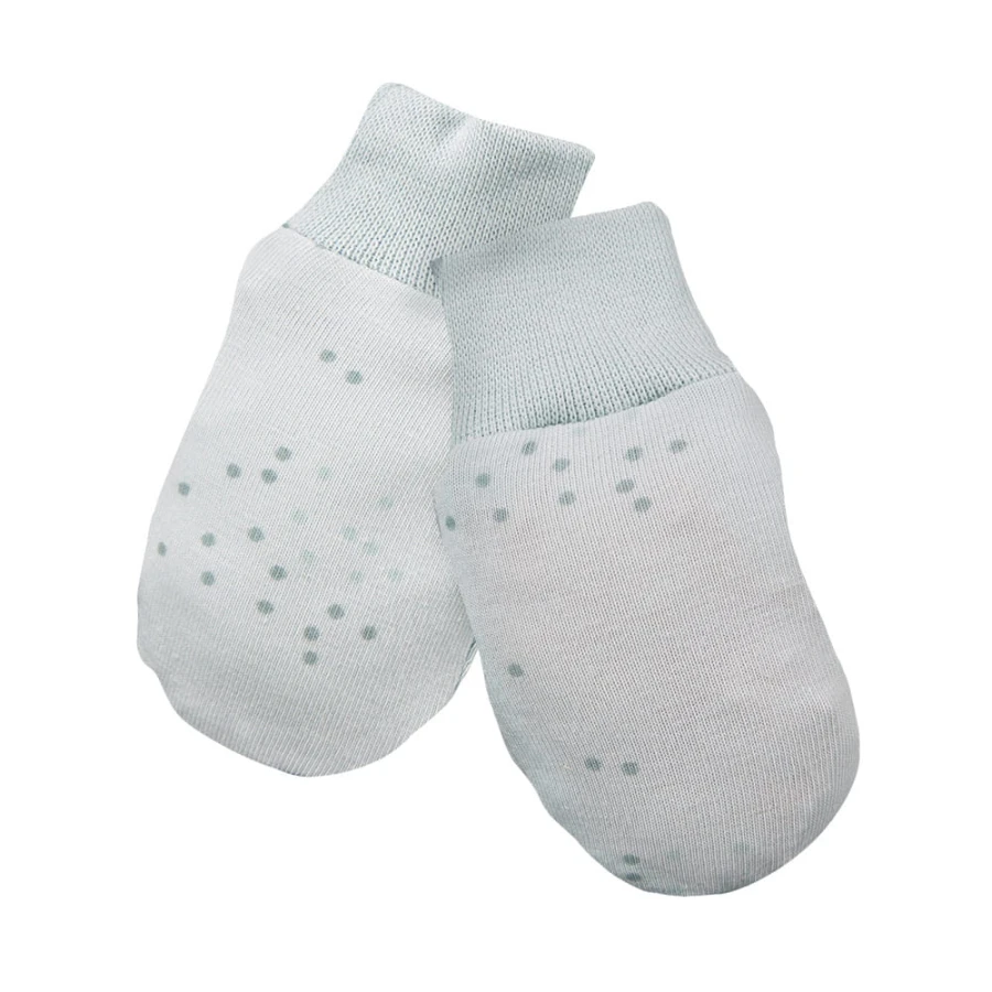 Baby gloves with delicate print all over green