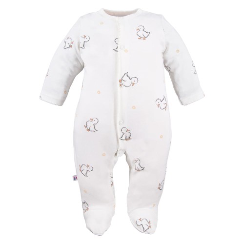 Baby sleepsuit with duck pattern ecru