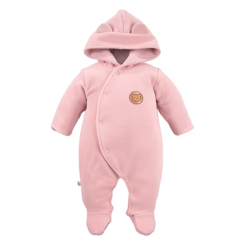 Baby hooded pramsuit pink