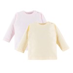 2-pak t-shirtów longsleeve róż i żółty