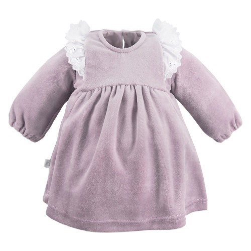 Sukienka dziewczęca welurowa z falbankami fioletowa