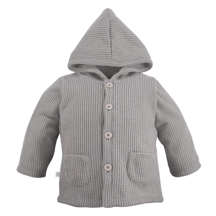 Sweter dziecięcy rozpinany z kapturem szary